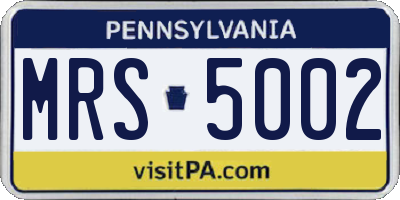 PA license plate MRS5002