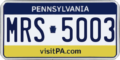 PA license plate MRS5003