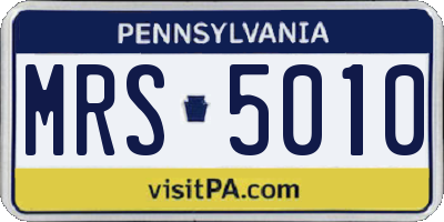 PA license plate MRS5010