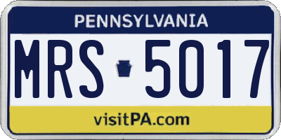 PA license plate MRS5017