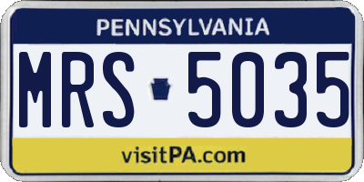 PA license plate MRS5035