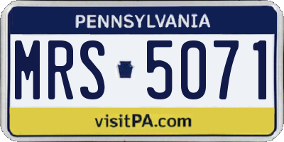 PA license plate MRS5071