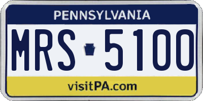 PA license plate MRS5100