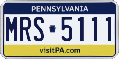 PA license plate MRS5111