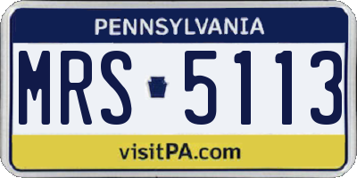 PA license plate MRS5113
