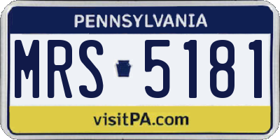 PA license plate MRS5181