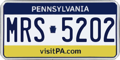 PA license plate MRS5202