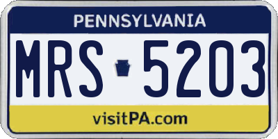 PA license plate MRS5203