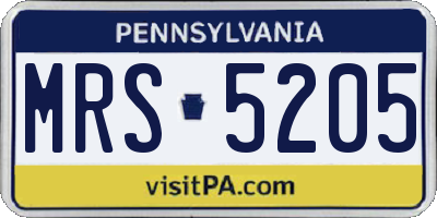PA license plate MRS5205