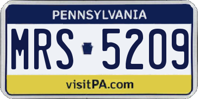 PA license plate MRS5209