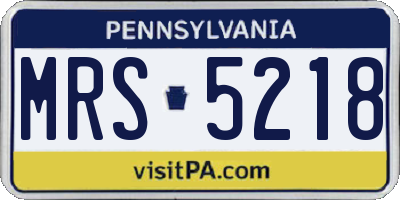 PA license plate MRS5218