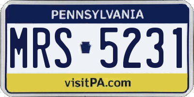 PA license plate MRS5231