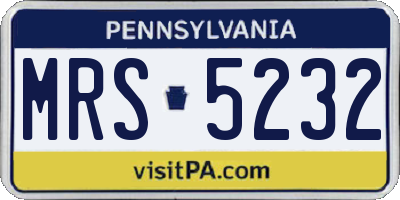 PA license plate MRS5232