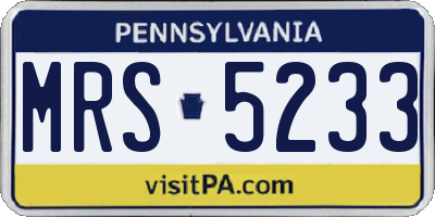 PA license plate MRS5233