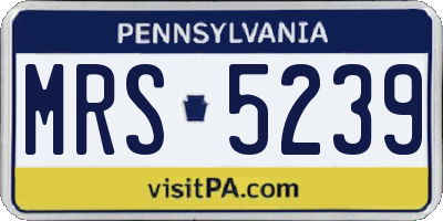 PA license plate MRS5239