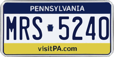 PA license plate MRS5240