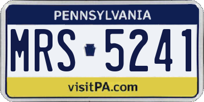PA license plate MRS5241