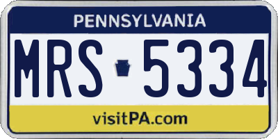 PA license plate MRS5334