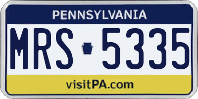 PA license plate MRS5335