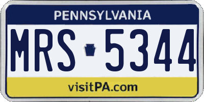 PA license plate MRS5344