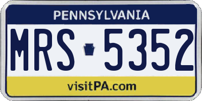 PA license plate MRS5352