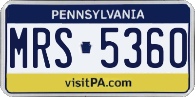 PA license plate MRS5360