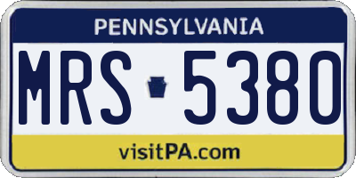 PA license plate MRS5380