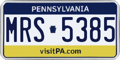 PA license plate MRS5385