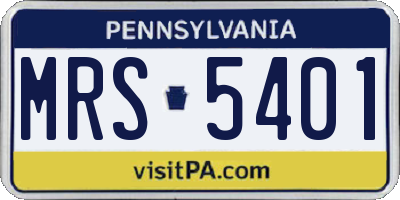 PA license plate MRS5401