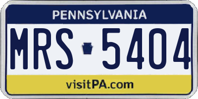 PA license plate MRS5404