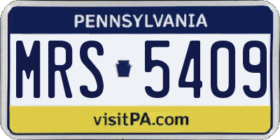 PA license plate MRS5409