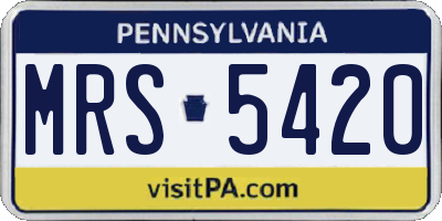 PA license plate MRS5420