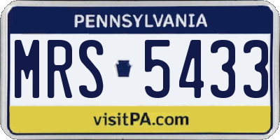 PA license plate MRS5433