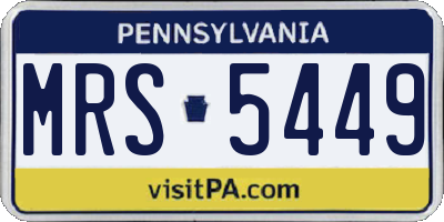 PA license plate MRS5449