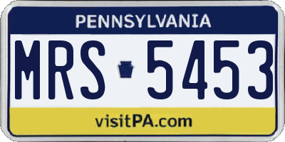 PA license plate MRS5453