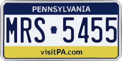 PA license plate MRS5455
