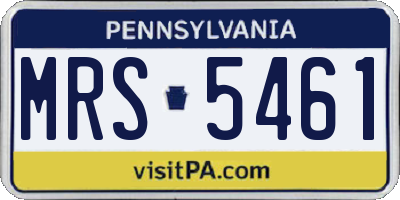 PA license plate MRS5461