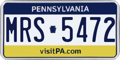 PA license plate MRS5472