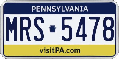 PA license plate MRS5478