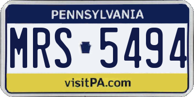 PA license plate MRS5494
