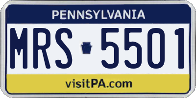 PA license plate MRS5501