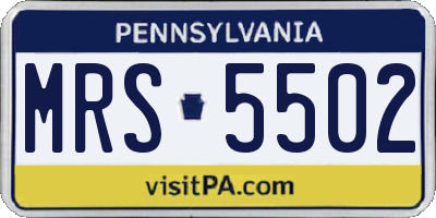 PA license plate MRS5502