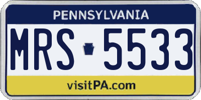 PA license plate MRS5533