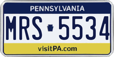 PA license plate MRS5534