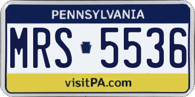 PA license plate MRS5536