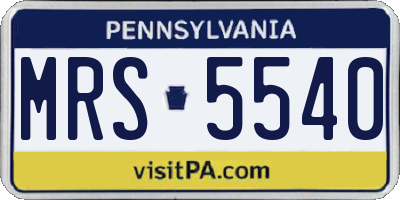 PA license plate MRS5540