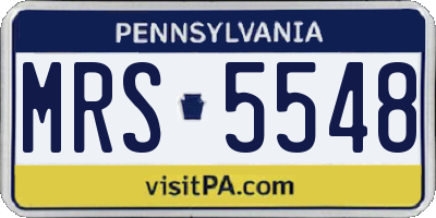 PA license plate MRS5548