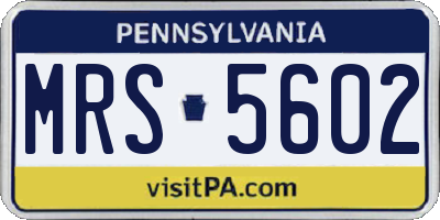 PA license plate MRS5602