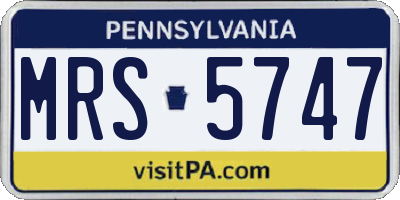 PA license plate MRS5747