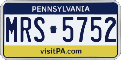 PA license plate MRS5752
